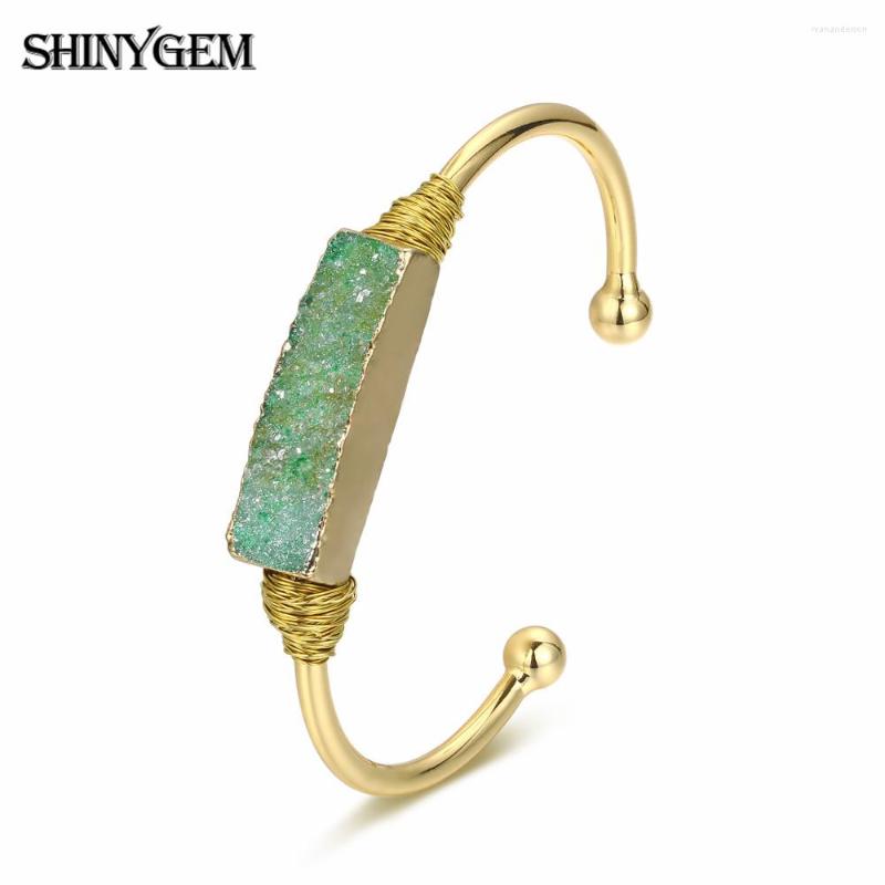 Bangle ShinyGem Rectangle Natural Crystal Druzy Bangles Vintage Charm Handmade Open Cuff Gold Wire Gem Stone Bracelets For Women Gift
Bangle ShinyGem Rectangle Natural Crystal Druzy Bangles Vintage Charm Handmade Open Cuff Gold Wire Gem Stone Bracelets For Women Gift
