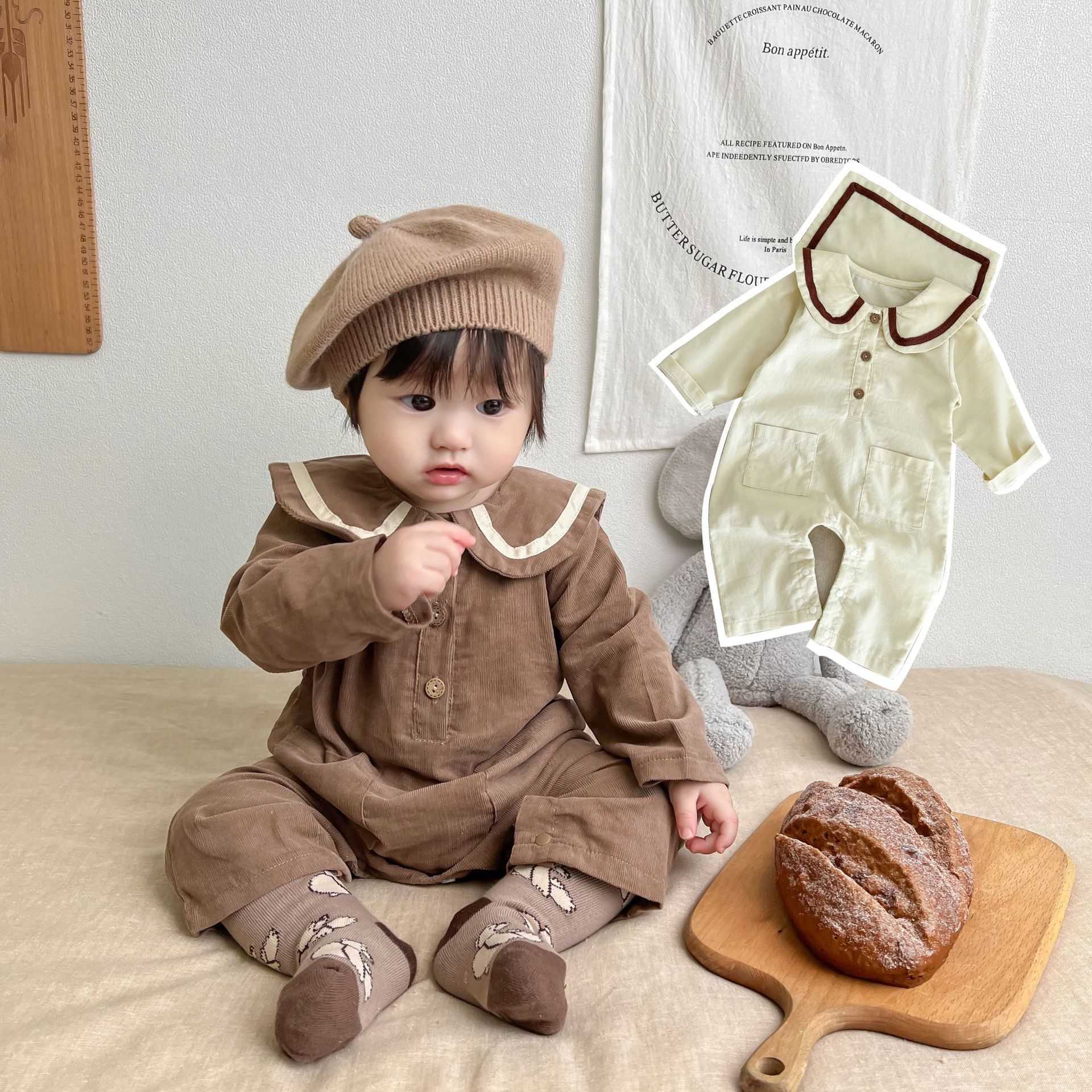 Rompers Cute Newborn Baby Girl Solid Sweet Peter Pan Collar College Style Long Sleeves Jumpsuit Boy Loose Cotton Romper One Piece J220922, Apricot.
Rompers Cute Newborn Baby Girl Solid Sweet Peter Pan Collar College Style Long Sleeves Jumpsuit Boy Loose Cotton Romper One Piece J220922, Apricot.