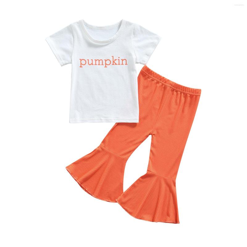 Clothing Sets Infant Kids Baby Girls Halloween Two-piece Clothes Set Letters Printed Pattern T-shirt And Orange Solid Color Flared Pants, Picture shown
Clothing Sets Infant Kids Baby Girls Halloween Two-piece Clothes Set Letters Printed Pattern T-shirt And Orange Solid Color Flared Pants, Picture shown
