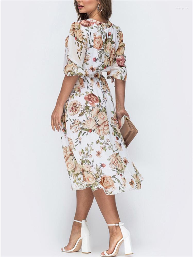 Casual Dresses 2022 Fashion Women's Floral Print Dress Elegant 3/4 Sleeve Chiffon Midi Bohemian Style Beach Vestidos, White print
Casual Dresses 2022 Fashion Women's Floral Print Dress Elegant 3/4 Sleeve Chiffon Midi Bohemian Style Beach Vestidos, White print