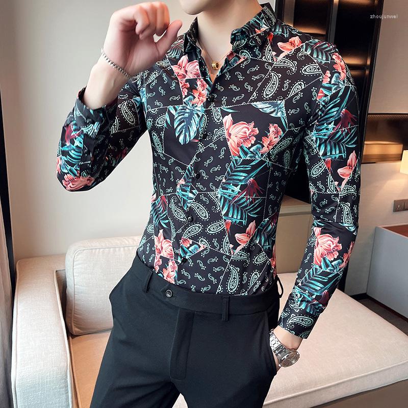 Men's Casual Shirts Brand Flower Men Long Sleeve Slim Fit Business Dress Social Party Nightclub Clothing Streetwear Tops, White 
Men's Casual Shirts Brand Flower Men Long Sleeve Slim Fit Business Dress Social Party Nightclub Clothing Streetwear Tops, White