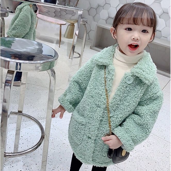 Jackets Children Lambswool Coat Baby Turndown Collar Thicken Warm Jacket Girls Long Overcoat Winter Kids girls Casual Outwear 221006