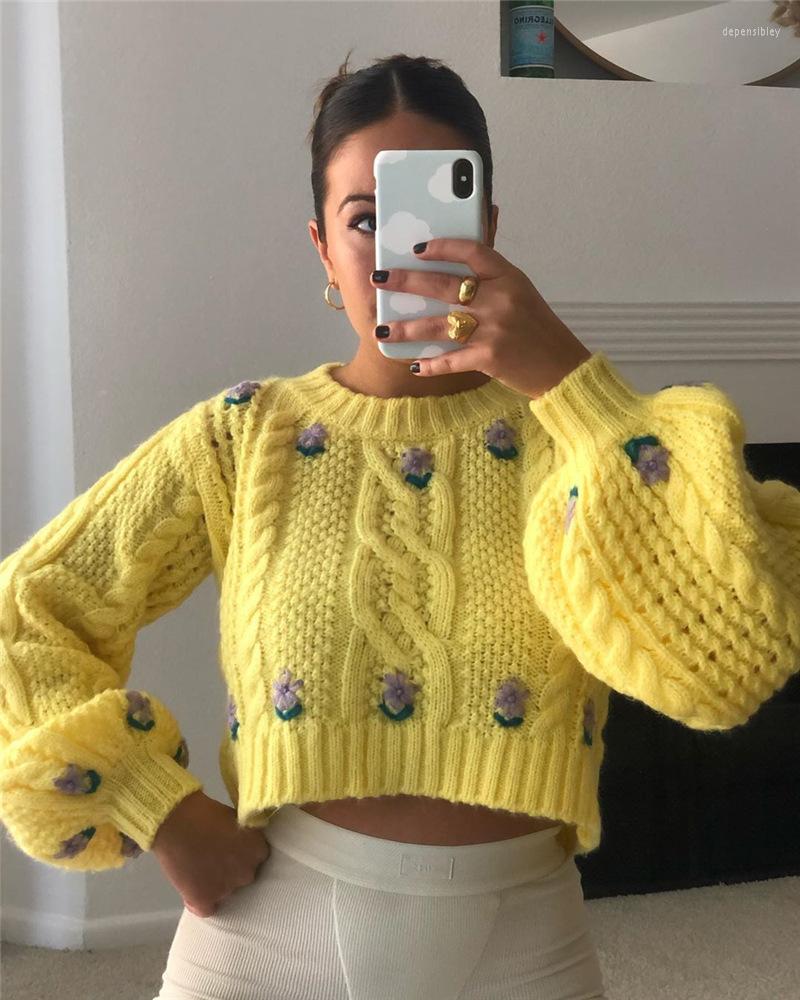 Women' Sweaters Women Round Neck Ladies Long Lantern Sleeve Floral Pattern Cable Knit Crop Tops Pullovers For Autumn Spring, Picture shown
Women' Sweaters Women Round Neck Ladies Long Lantern Sleeve Floral Pattern Cable Knit Crop Tops Pullovers For Autumn Spring, Picture shown