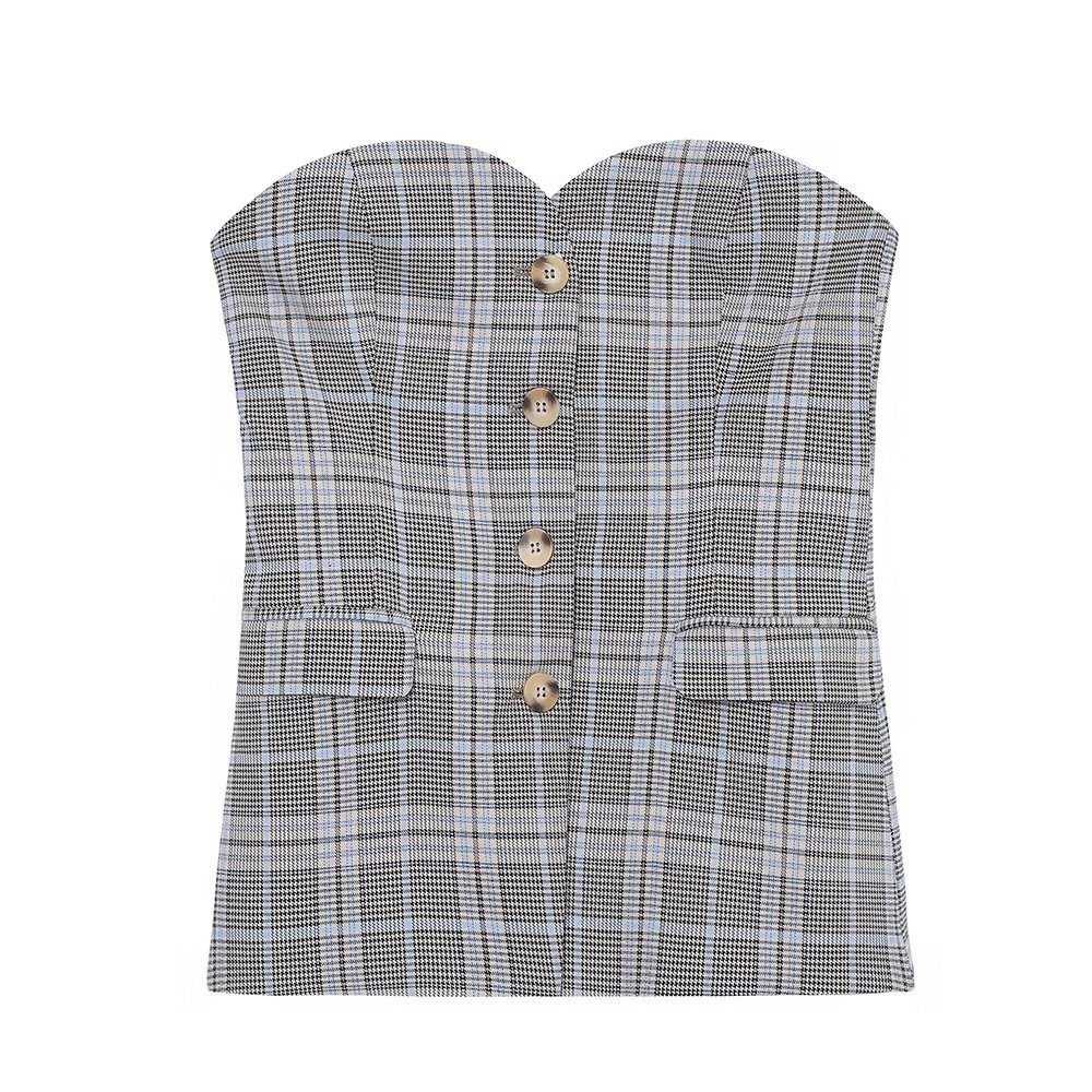 Women's vest new spring and autumn fashionable temperament slim breasted women's plaid bosom heart collar top, Multi
Women's vest new spring and autumn fashionable temperament slim breasted women's plaid bosom heart collar top, Multi
