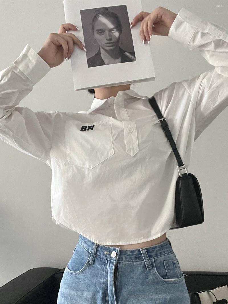 Women' Blouses 2022 Women Flocking Letter Pocket White Shirt Curved Hem Loose Lady Turn-Down Collar Half Placket Autumn Long Sleeve Blouse
Women' Blouses 2022 Women Flocking Letter Pocket White Shirt Curved Hem Loose Lady Turn-Down Collar Half Placket Autumn Long Sleeve Blouse