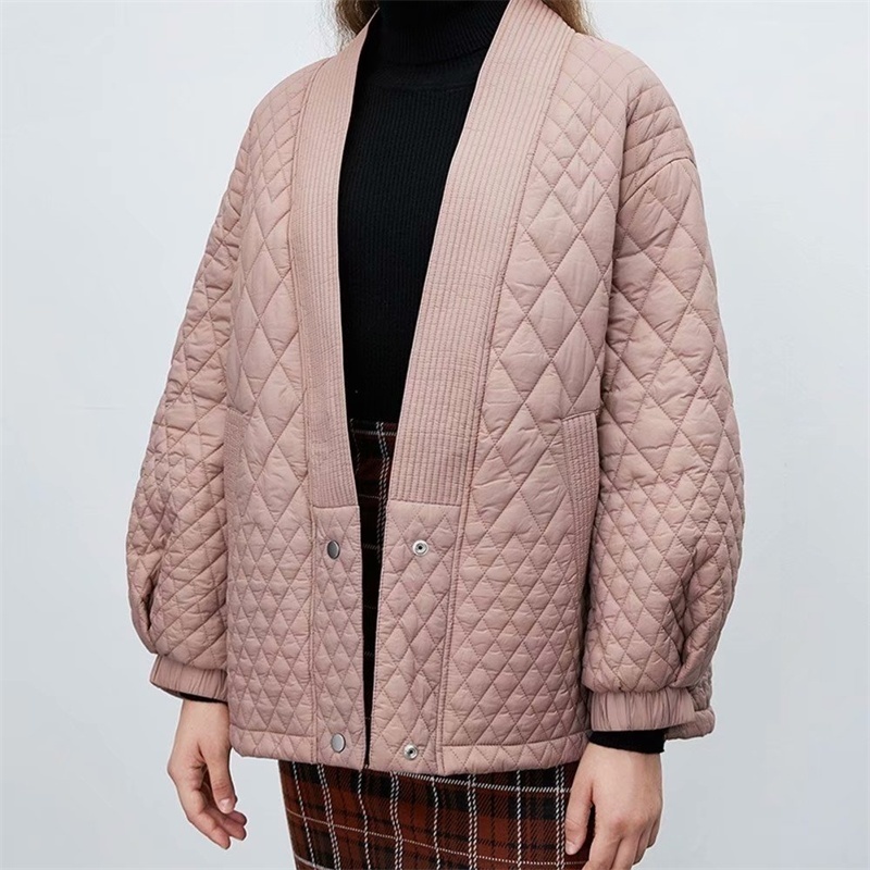 Women' Down Parkas ZXQJ Women Fashion Vneck Modern Plaid Longsleeved Loose Profile Cotton Jacket Female Outerwear Chic Tops 220930, As picture
Women' Down Parkas ZXQJ Women Fashion Vneck Modern Plaid Longsleeved Loose Profile Cotton Jacket Female Outerwear Chic Tops 220930, As picture