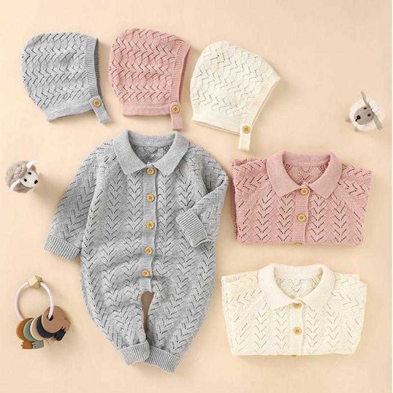 Rompers Boy Spring Autumn Fashion TurnDown Collar Solid Romper Baby Girl Comfortable Knitting Jumpsuit With Hollow Out Hat J220922, Pink
Rompers Boy Spring Autumn Fashion TurnDown Collar Solid Romper Baby Girl Comfortable Knitting Jumpsuit With Hollow Out Hat J220922, Pink