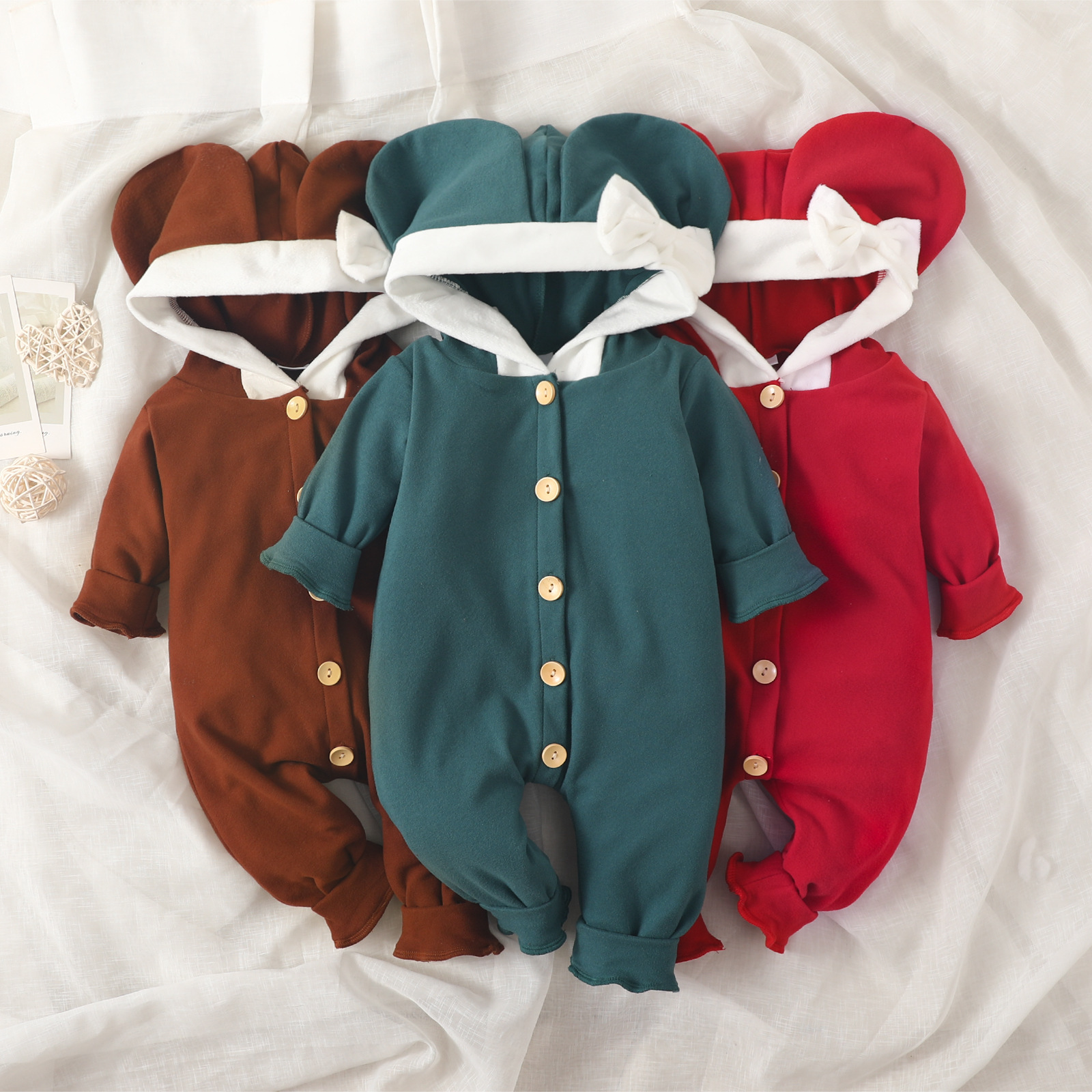 Spring Autumn Infant Girls Romper Fashion Solid Color Newborn Girl Clothes Long Sleeve Hooded Baby Romper, Options
Spring Autumn Infant Girls Romper Fashion Solid Color Newborn Girl Clothes Long Sleeve Hooded Baby Romper, Options