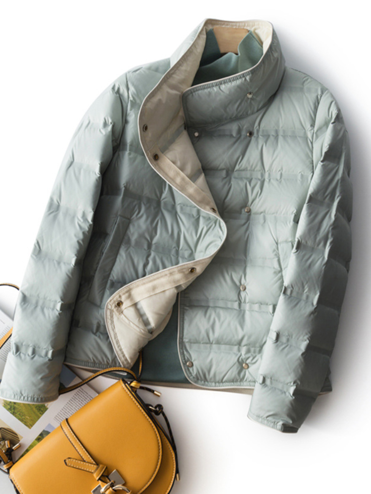 Women's Down Parkas Autumn Winter Standup Collar Lightweight Down Jacket Women Fashion Warm Short White Duck Down Coat Female Solid Slim Outwear 