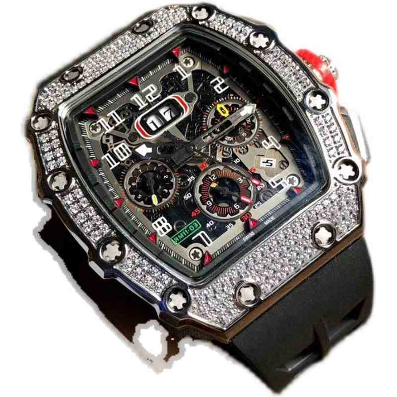 SUPERCLONE watches wristwatch Luxury richa milles designer men's automatic mechanical watch diamond inlaid calendar multi-functional fashion L7VN, Black
SUPERCLONE watches wristwatch Luxury richa milles designer men's automatic mechanical watch diamond inlaid calendar multi-functional fashion L7VN, Black