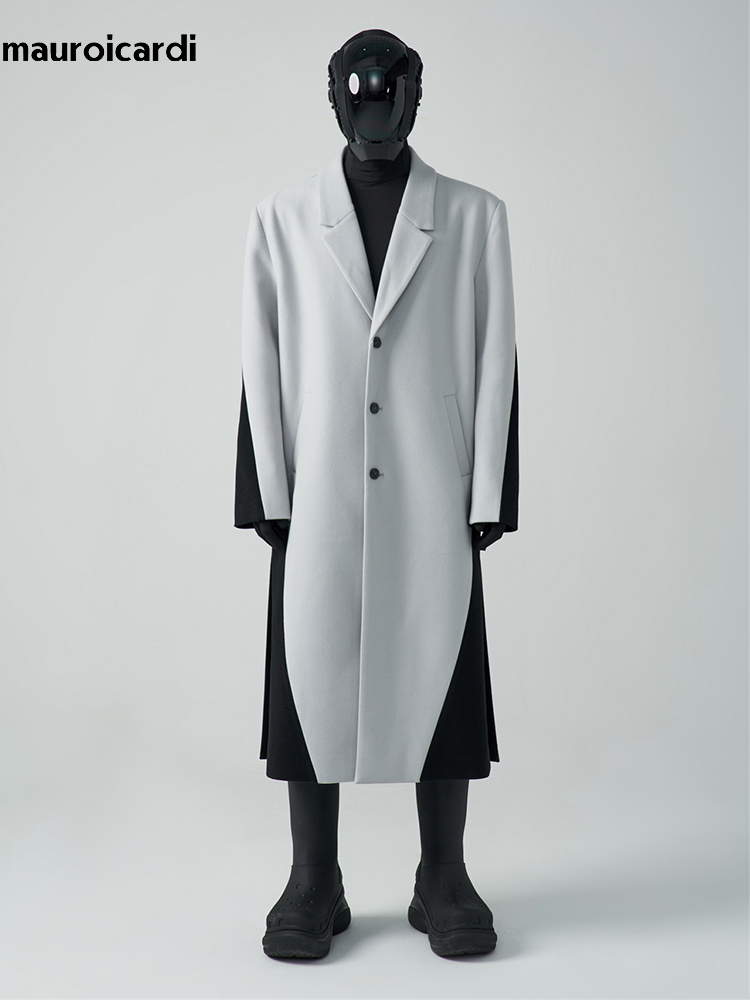 Men's Wool Blends Mauroicardi Autumn Winter Long Loose Soft Patchwork Woolen Coat Men Shoulder Pads Luxury Designer Clothes Fashion 220930, Color block
Men's Wool Blends Mauroicardi Autumn Winter Long Loose Soft Patchwork Woolen Coat Men Shoulder Pads Luxury Designer Clothes Fashion 220930, Color block