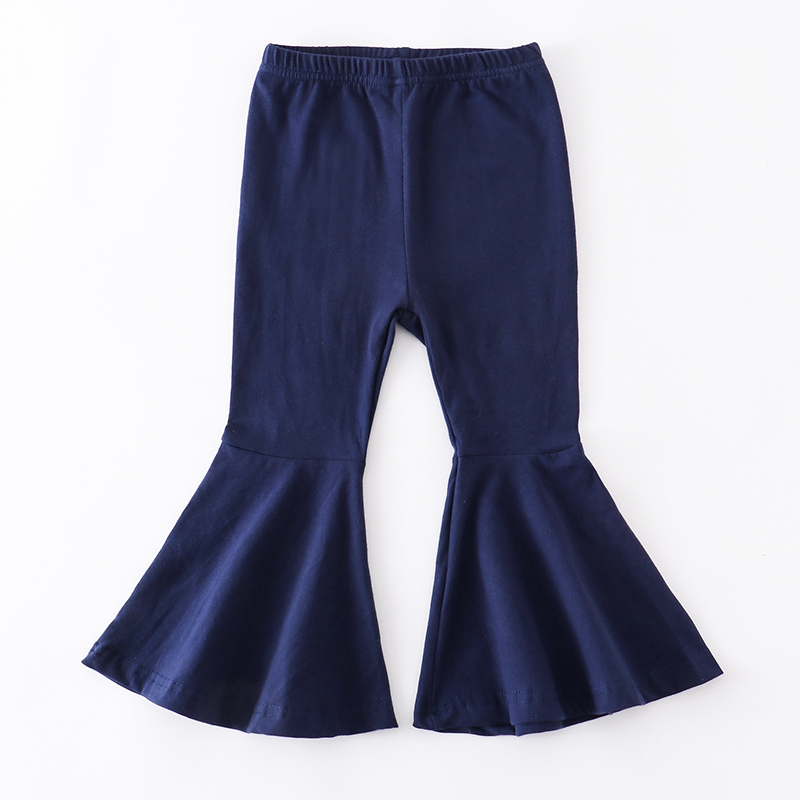 Trousers Girlymax Baby Girls Children Clothes Black Cow Milk Silk Solid Color Ruffles Bellbottoms Pants 2201006