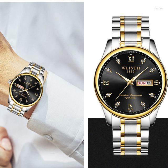 Wristwatches Casual Waterproof Sports Men's Calendar Watch Luxury Full Steel Men Clock Luminous Quartz WLISTH Relogio Masculino, Gold
Wristwatches Casual Waterproof Sports Men's Calendar Watch Luxury Full Steel Men Clock Luminous Quartz WLISTH Relogio Masculino, Gold
