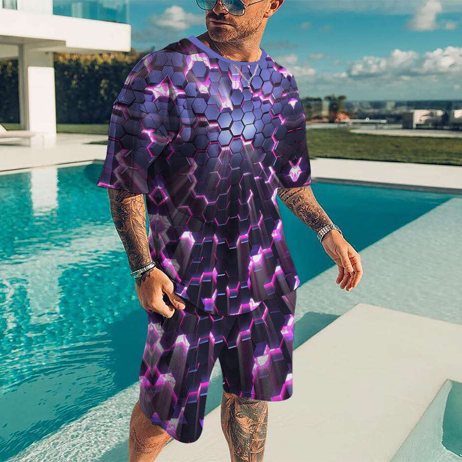 Men's Tracksuits Summer Tracksuit T Shirt Fashion Man Creativity Tops Sportswear Men Sets Short Outfits Male Causal O-neck Harajuku Clothes 22100