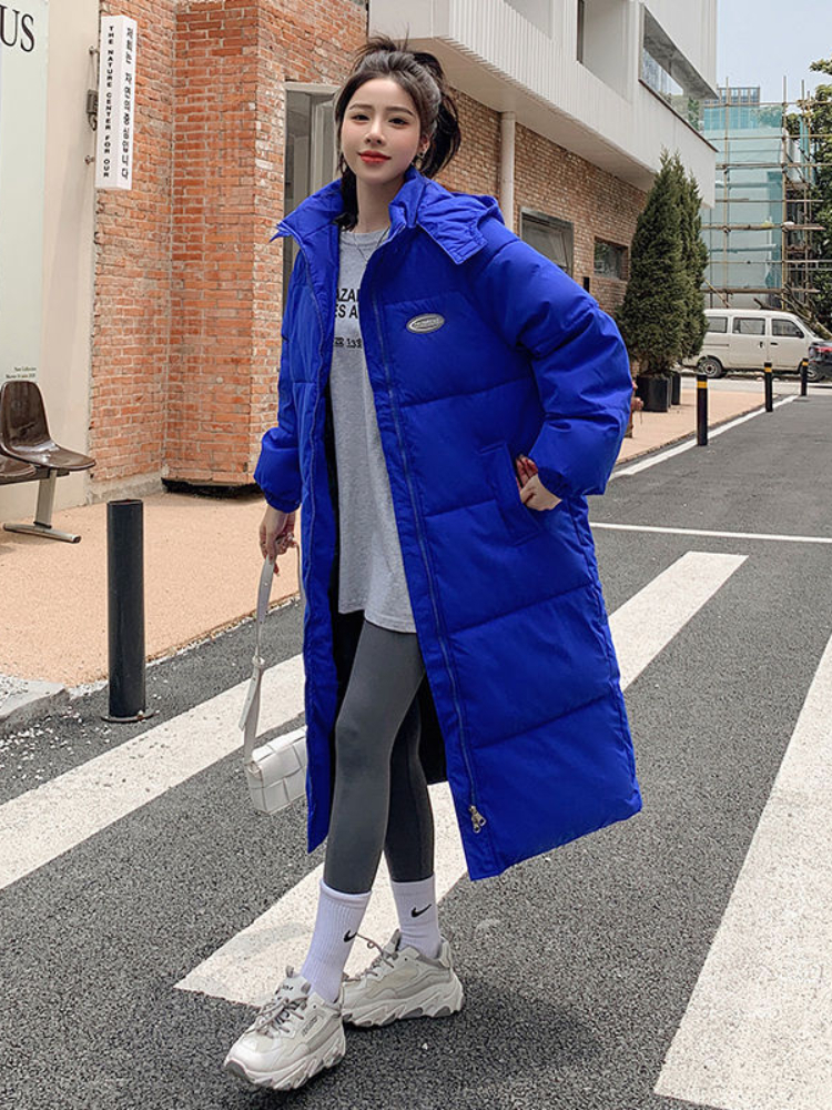 Women's Down Parkas Black Padded Jacket Women Auutmn Winter Korean Padded Jacket Loose Hooded Thick Parkas Female Solid Loose Casual Oversized Co