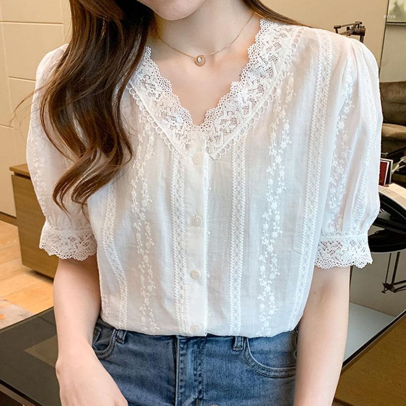 Women' Blouses Blusa Summer V-neck Short Sleeve Women' Clothes 2022 Korean Fashion Lace Chiffon White Drop Ladies Tops Casual 2717
Women' Blouses Blusa Summer V-neck Short Sleeve Women' Clothes 2022 Korean Fashion Lace Chiffon White Drop Ladies Tops Casual 2717