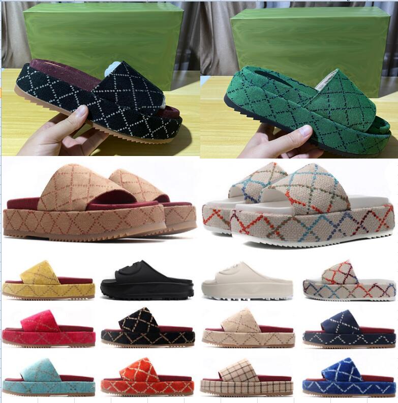 2022 womens fashion embroidered canvas designer slides slip on slippers girls 60mm Canvas covered platform sandals and dust bags big size 35-41, B11
2022 womens fashion embroidered canvas designer slides slip on slippers girls 60mm Canvas covered platform sandals and dust bags big size 35-41, B11