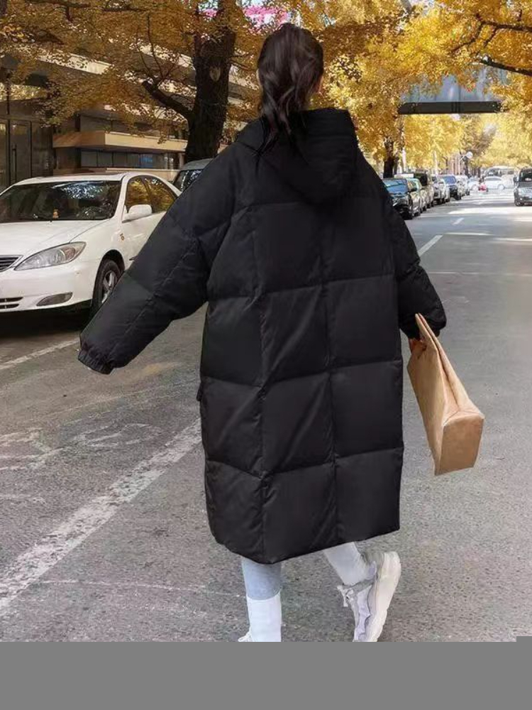 Women's Down Parkas Women Long Parkas Autumn Winter Korean Chic Loose Thickened Puffer Jacket Female Solid Hooded Cotton Padded Coat Outwear 2209