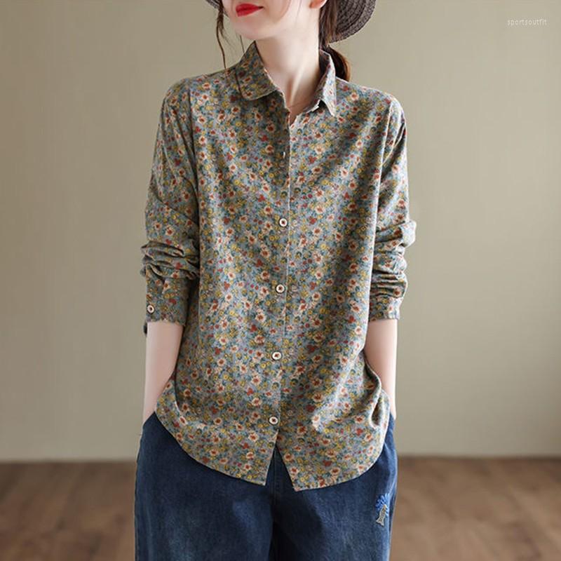 Women's Blouses Women Long Sleeve Casual Shirts Arrival 2022 Spring Vintage Style Floral Print Cotton Linen Ladies Elegant Tops B1575, Green
Women's Blouses Women Long Sleeve Casual Shirts Arrival 2022 Spring Vintage Style Floral Print Cotton Linen Ladies Elegant Tops B1575, Green