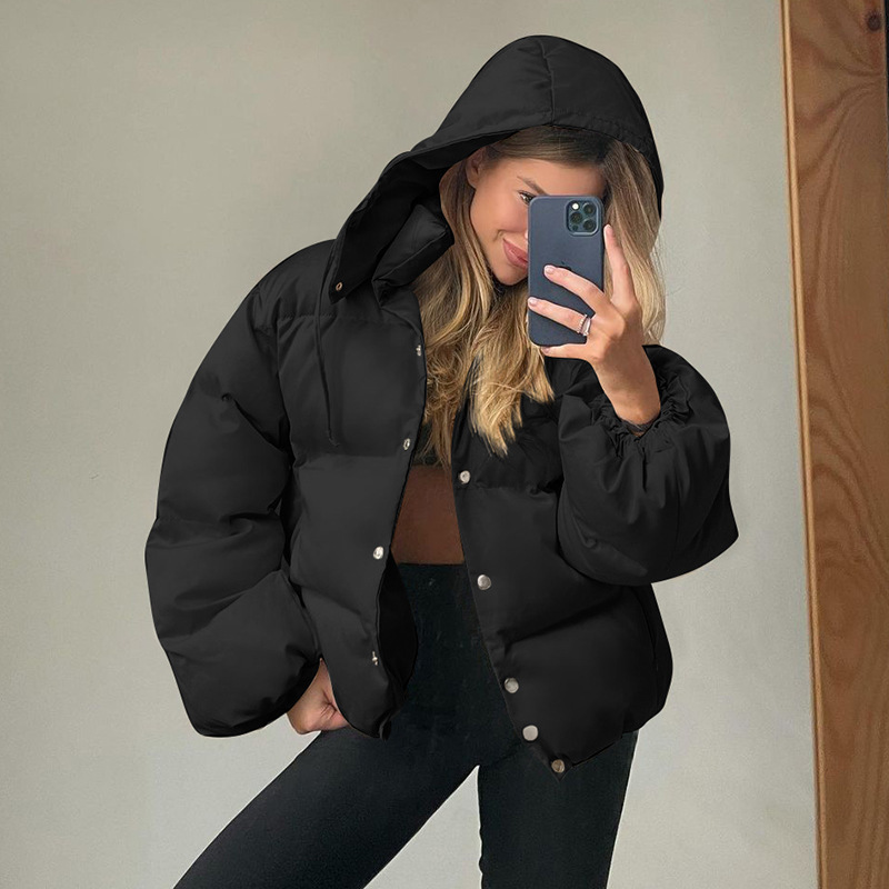 Women's Down Parkas Women Winter Coat Long Sleeve Stand Collar Women Hooded Short Coat Casaco Feminino Women Fashion Cotton Down Coat 220930