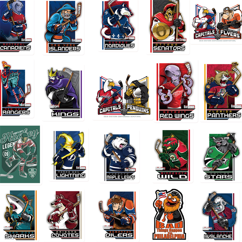 50Pcs Ice Hockey Mascot Stickers Personalized Graffiti Stickers for DIY Luggage Laptop Skateboard Motorcycle Bicycle Stickers