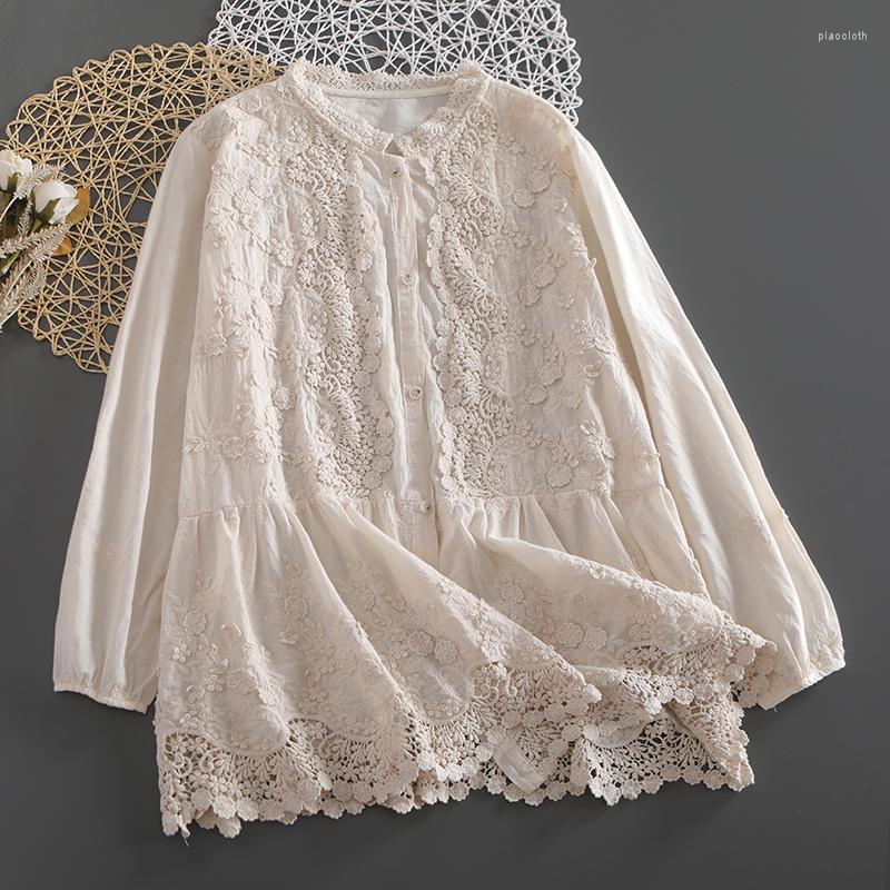 Women's Blouses Early Autumn Mori Girl Three-dimensional Embroidery Long Sleeve Shirt Women Lace Loose Blouse, Beige
Women's Blouses Early Autumn Mori Girl Three-dimensional Embroidery Long Sleeve Shirt Women Lace Loose Blouse, Beige