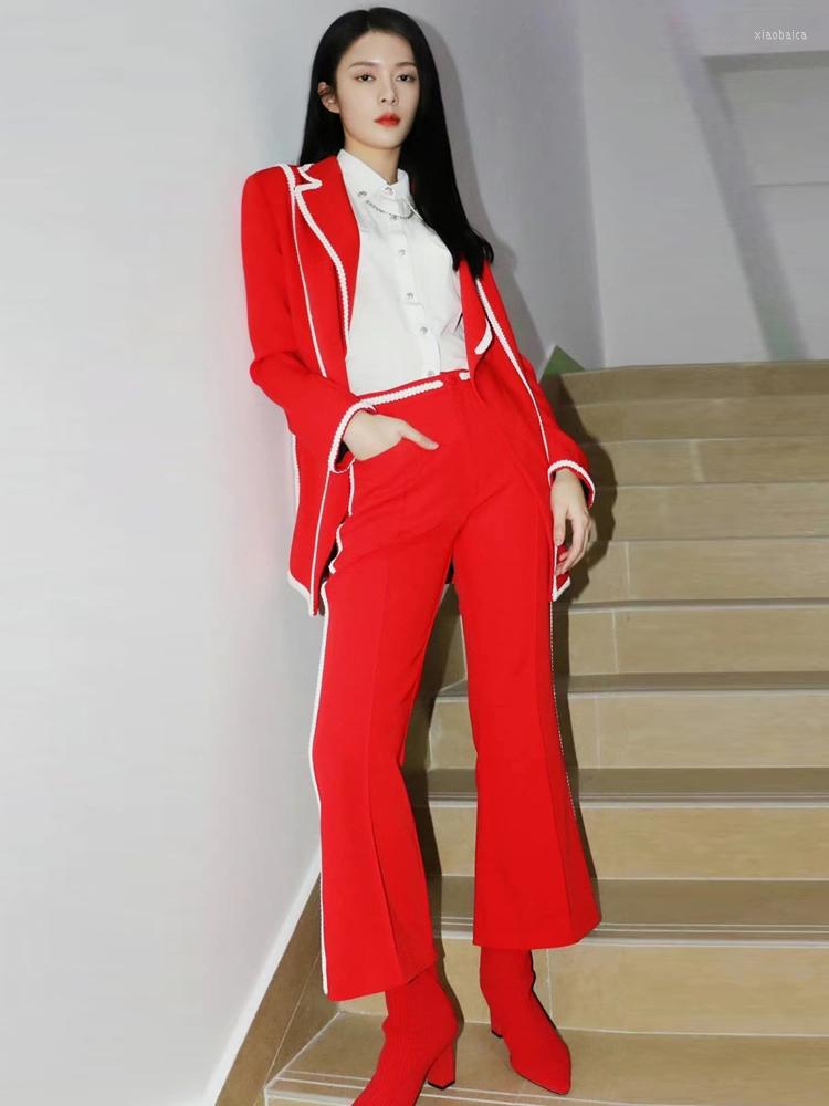 Women' Two Piece Pants Fashion Autumn Women' Set Designer Coat Tops Slim Casual Vintage Elegant Office Party Celebrity High Quality, Red
Women' Two Piece Pants Fashion Autumn Women' Set Designer Coat Tops Slim Casual Vintage Elegant Office Party Celebrity High Quality, Red