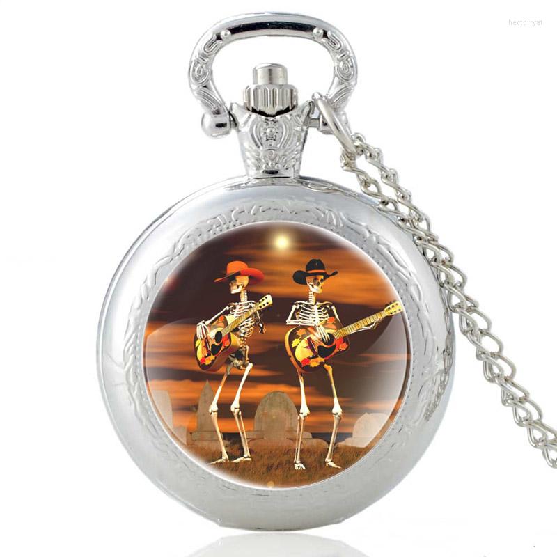 Pocket Watches Skeleton Guitar Band Vintage Quartz Watch Men Women Classic Glass Cabochon Pendant Necklace Hours Fob Clock Gifts, Black
Pocket Watches Skeleton Guitar Band Vintage Quartz Watch Men Women Classic Glass Cabochon Pendant Necklace Hours Fob Clock Gifts, Black