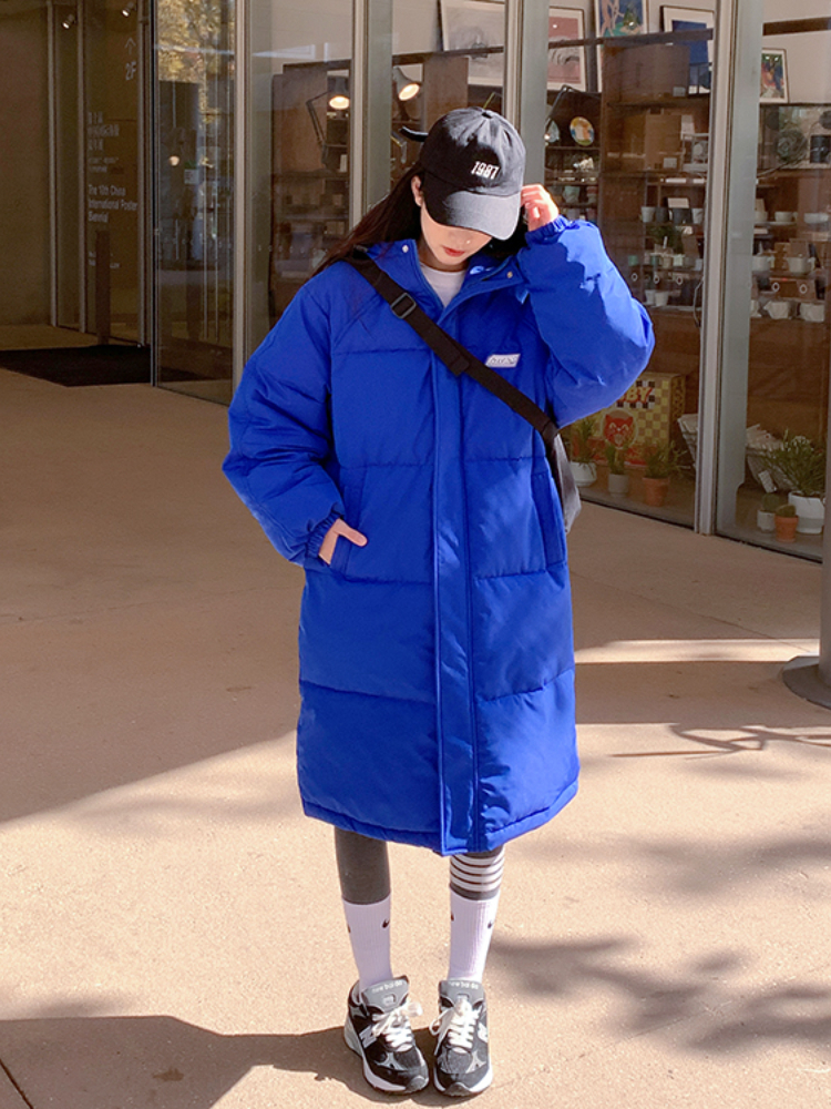 Women's Down Parkas Medium Long Puffer Jacket Autumn Winter Women Thick Hooded Bubble Coat Female Solid Loose Oversized Parkas Korean Chic Outwea