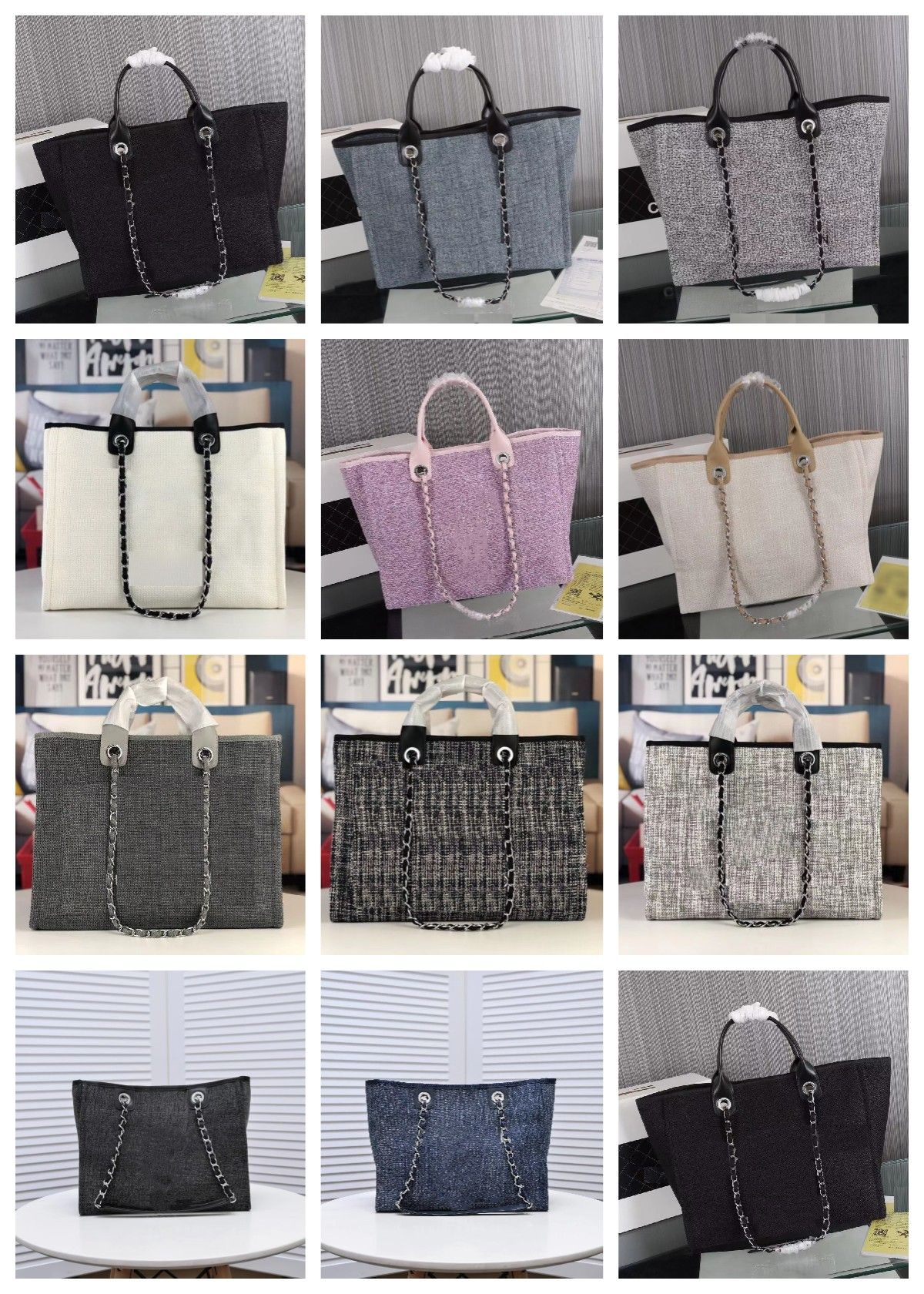 Shopping Bag Luxury Tote Bags Women's Denim Jeans Bag Handbag Fashion Designer with Lifting Chain