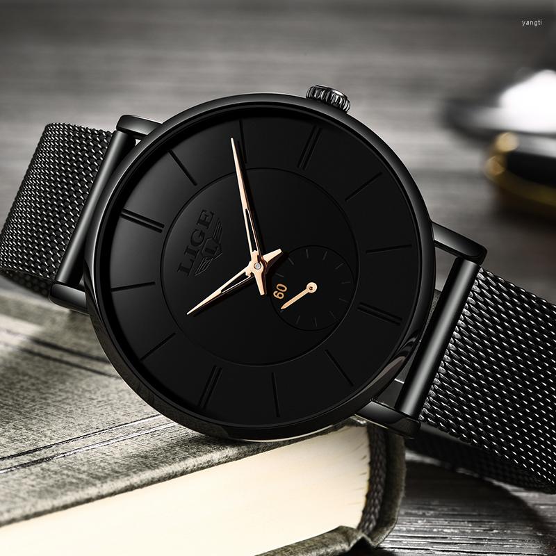 Wristwatches LIGE Watch For Men Fashion Black Casual Man Top Quartz Wristwatch Slim Mesh Steel Waterproof Minimalist, Black gold
Wristwatches LIGE Watch For Men Fashion Black Casual Man Top Quartz Wristwatch Slim Mesh Steel Waterproof Minimalist, Black gold