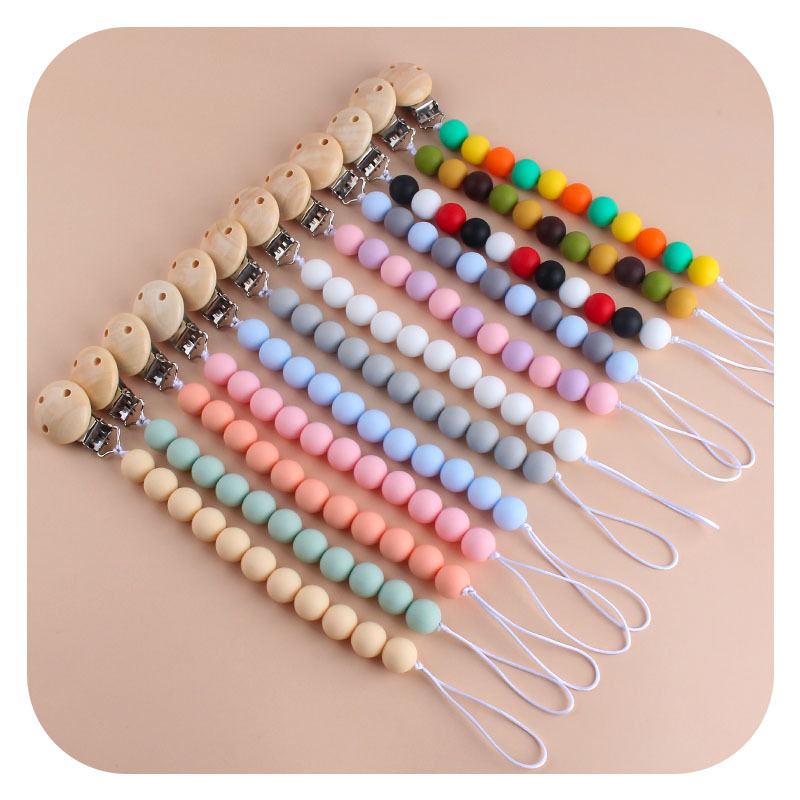 Silicone Chain Wood Clip Baby Nipple Holder Handmade Pacifier Clip Toddler Chewing Appease Chains 12 Colors To Choose
Silicone Chain Wood Clip Baby Nipple Holder Handmade Pacifier Clip Toddler Chewing Appease Chains 12 Colors To Choose