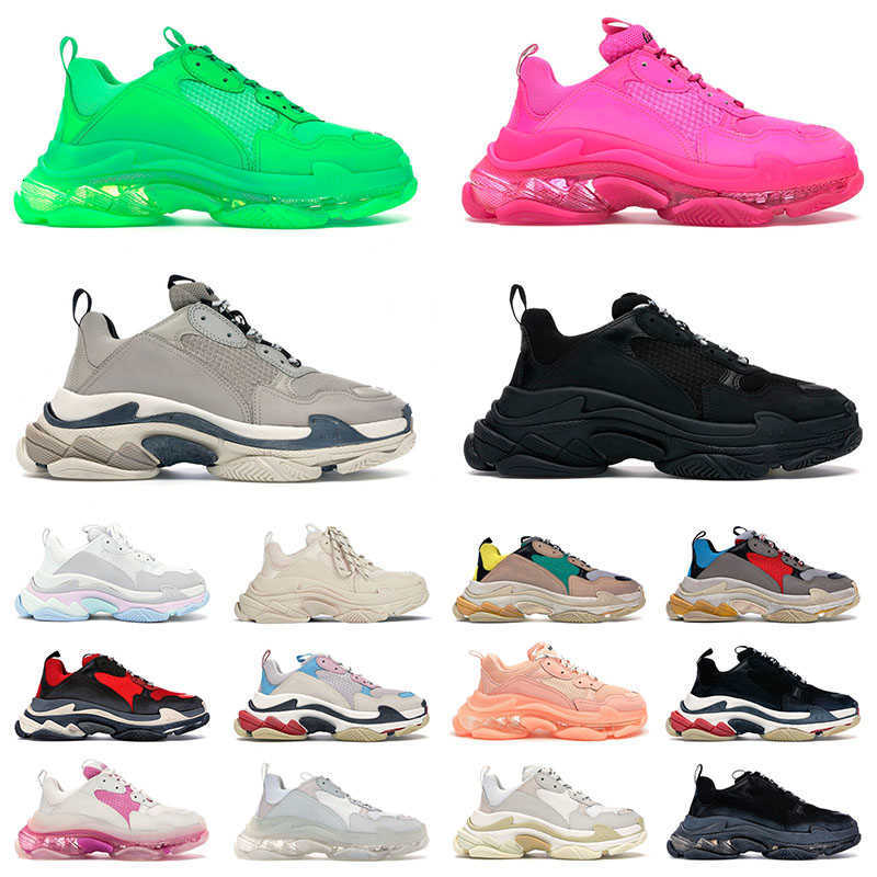 

Fashion Boots Casual Designer Shoes Sports Sneakers Trainers Balencigas Beige Black Pink Clear Sole White Green Pink Cherry Triple s Mens Womens, B2 clear sole triple white 36-45