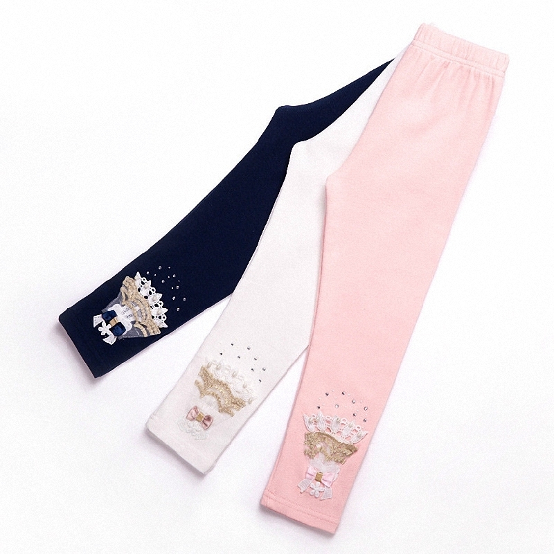 Trousers to 11T children girls spring autumn lace trim ruffle leggings kids princess cotton casual skinny legging clothes 2201006