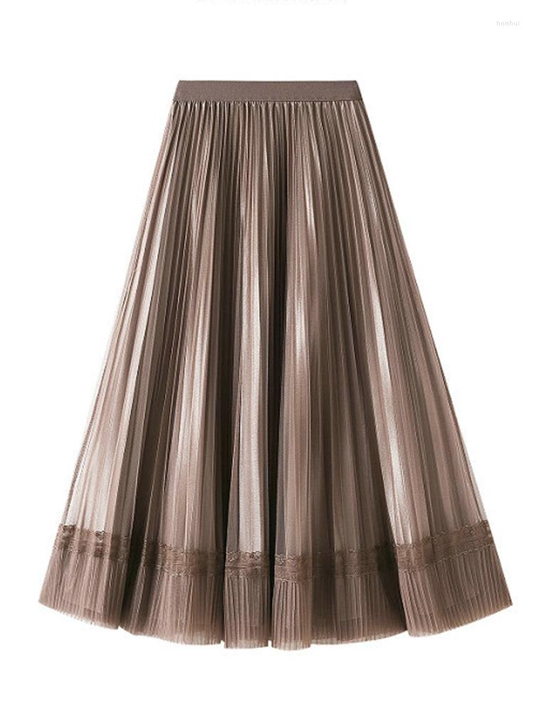 Skirts XFPV 2022 Autumn Summer Vintage Elastic High Waist Thin Mesh Pleated Women Midi Long A-line Two-sides Faldas SM1626, Black
Skirts XFPV 2022 Autumn Summer Vintage Elastic High Waist Thin Mesh Pleated Women Midi Long A-line Two-sides Faldas SM1626, Black