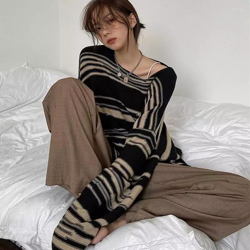 Women's Sweaters Women Knitted Loose Striped Sweater Long Sleeve Elegant Patchwork Top Female Punk Gothic Hip Hop Casual Soft Pullover, Black
Women's Sweaters Women Knitted Loose Striped Sweater Long Sleeve Elegant Patchwork Top Female Punk Gothic Hip Hop Casual Soft Pullover, Black
