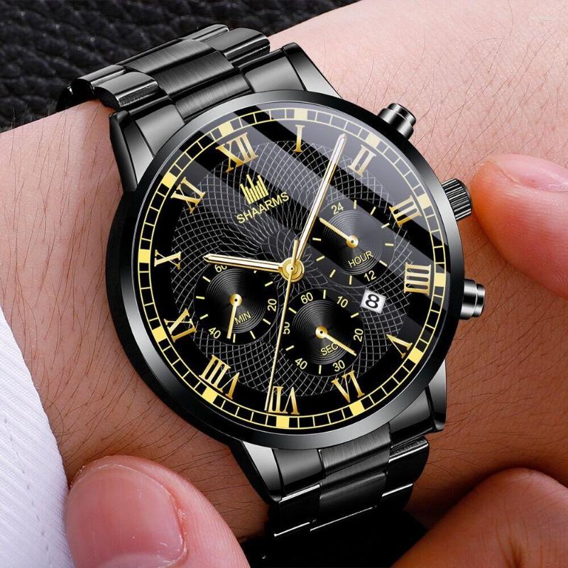 Wristwatches Luxury Business Rhinestone Three-eye Calendar Roman Scale Dial Steel Belt Men's Quartz Wrist Watch Elite Men Must Relogio Mascu, Black rose gold
Wristwatches Luxury Business Rhinestone Three-eye Calendar Roman Scale Dial Steel Belt Men's Quartz Wrist Watch Elite Men Must Relogio Mascu, Black rose gold