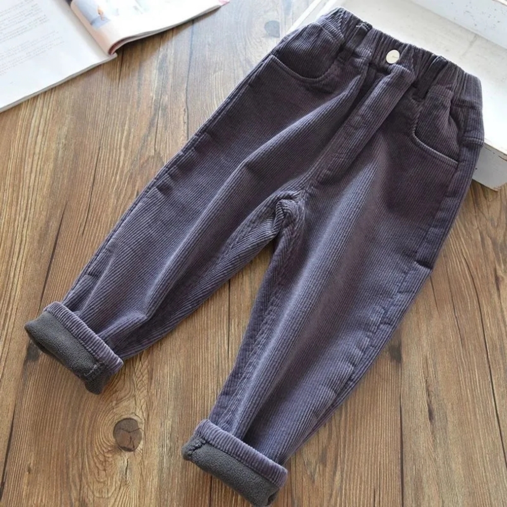 Trousers 414 Years Kids Winter Corduroy Fleece Pants For Girls Solid Casual Sweatpants Soft Warm Childrens Clothing Thick Trousers 2201006