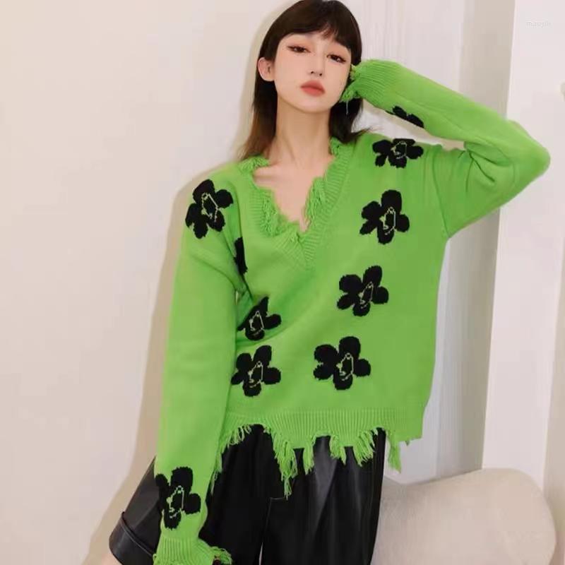 Women' Sweaters Elegant Women Loose Tassel Frayed Pullovers Female Irregular V Neck Floral Embroidery Long Sleeve Knitted Sweater Chic Tops, Green
Women' Sweaters Elegant Women Loose Tassel Frayed Pullovers Female Irregular V Neck Floral Embroidery Long Sleeve Knitted Sweater Chic Tops, Green