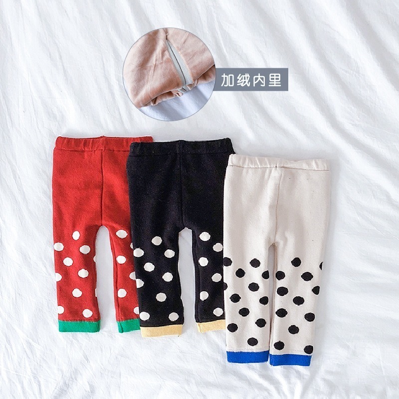 Leggings Tights Boys Girl Pants thickening points Casual Small Spots Combed Cotton Stretch Children 1 7T 221006