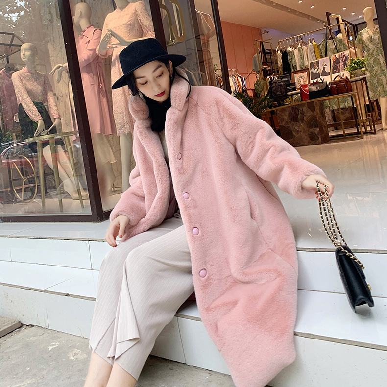 Women's Fur Faux Fur Women Winter Warm Faux Fur Coat Thick Women Long Coat Stand Collar Women Warm Faux Lamb Wool Coat Casaco Feminino 220930