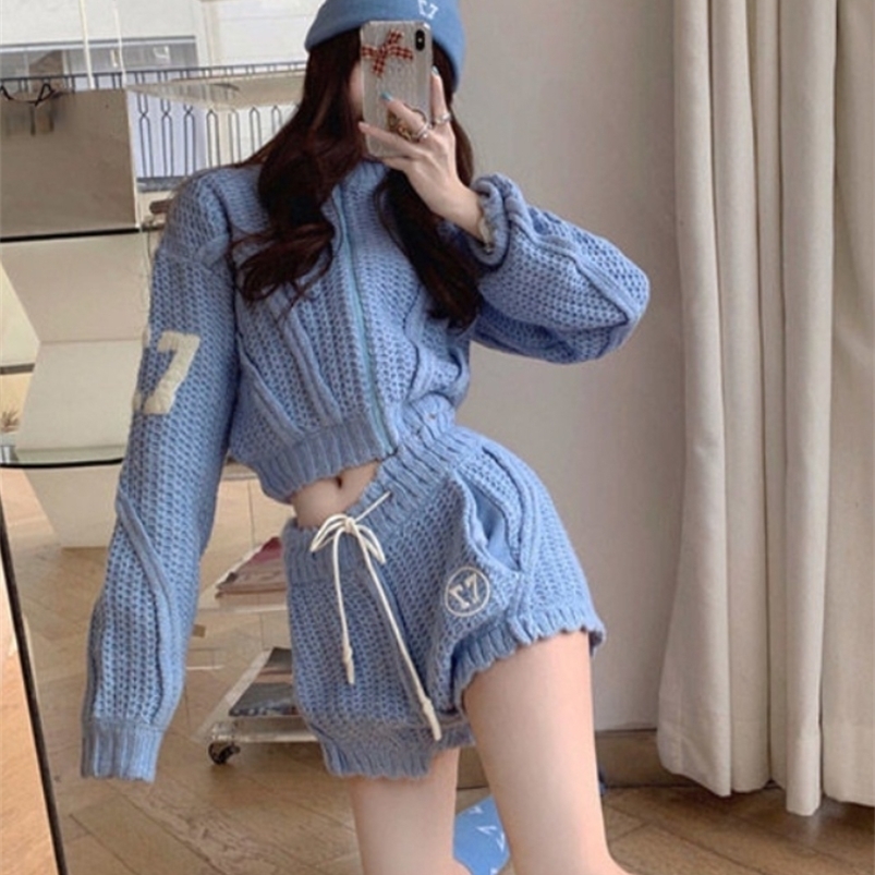 Women's Sweaters KOSAHIKI Y2k Two Pieces Sets Women Blue Knitted Cropped Cardigan High Waist Shorts Korean Streetwear Spring Autumn Outfits 221006, 2 set blue
Women's Sweaters KOSAHIKI Y2k Two Pieces Sets Women Blue Knitted Cropped Cardigan High Waist Shorts Korean Streetwear Spring Autumn Outfits 221006, 2 set blue