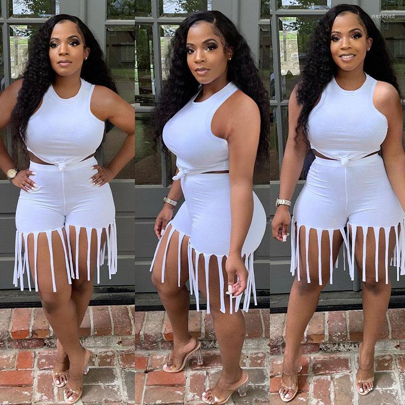 Women' Tracksuits Summer Two Pieces Short Sets With Tassels Women Solid Color Clothes Set Sleeveless O-neck Knot Cropped Tops High Waist, Black
Women' Tracksuits Summer Two Pieces Short Sets With Tassels Women Solid Color Clothes Set Sleeveless O-neck Knot Cropped Tops High Waist, Black