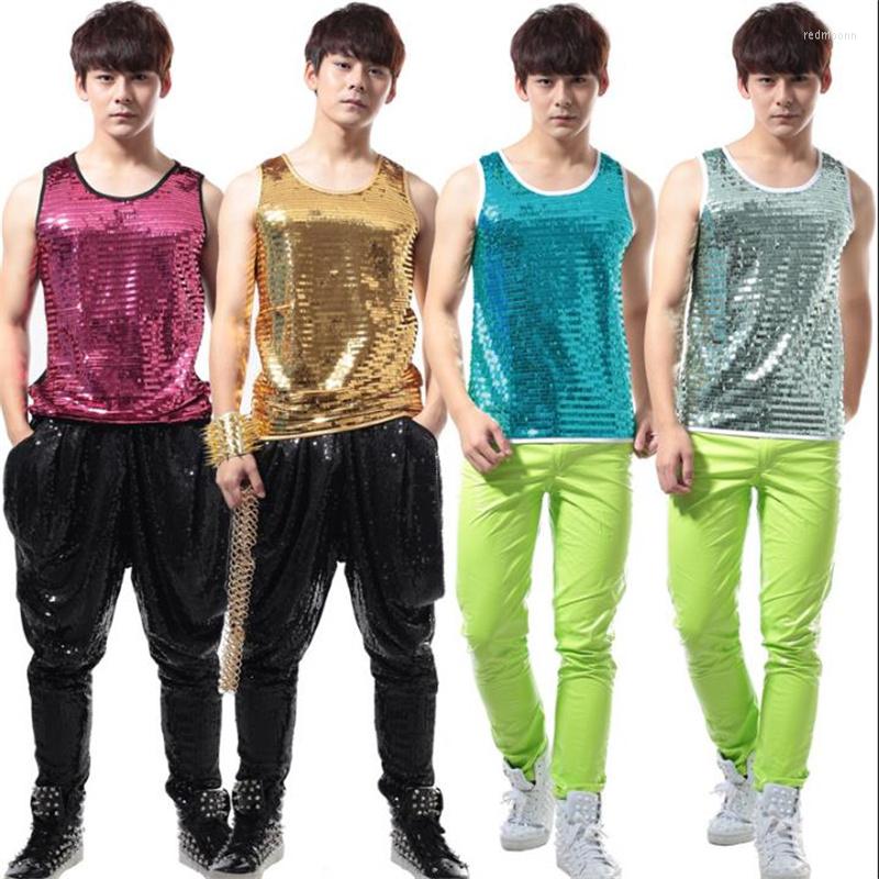 Men' Vests Summer Style Personality Slim Male Gold Paillete Vest Men Punk Rock Costumes Singer Dance Stage Fashion Street European Black, Only vest 7
Men' Vests Summer Style Personality Slim Male Gold Paillete Vest Men Punk Rock Costumes Singer Dance Stage Fashion Street European Black, Only vest 7
