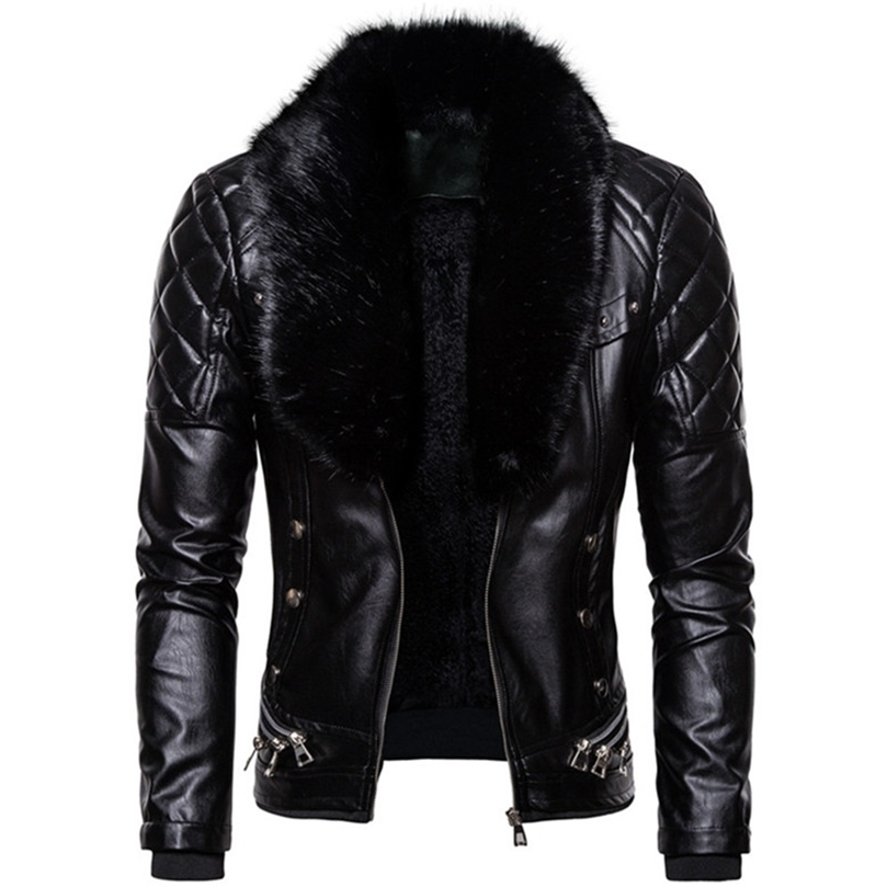 Mens Fur Faux Fur Design Motorcycle Bomber Add Wool Leather Jacket Men Autumn Turn Down Fur Collar Removable Slim Fit Male Warm Pu Coats 2201006, Auburn
Mens Fur Faux Fur Design Motorcycle Bomber Add Wool Leather Jacket Men Autumn Turn Down Fur Collar Removable Slim Fit Male Warm Pu Coats 2201006, Auburn