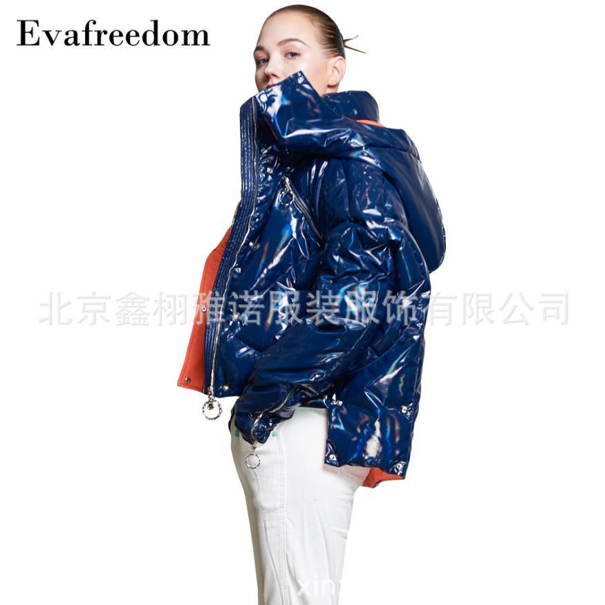 Women's Down Parkas Winter Patent Glossy fabric fashion thicker hooded down jacket female genuine fur cold winter fur coat wholesale wj2591 22093