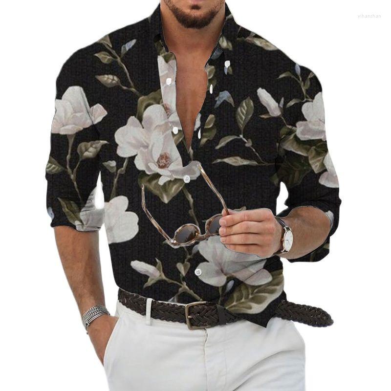 Men's Casual Shirts Men's Social Shirt Hawaiian Tropical Flowers Print Long-sleeved Single-Breasted Breathable Material Cardigan, Long811-95 
Men's Casual Shirts Men's Social Shirt Hawaiian Tropical Flowers Print Long-sleeved Single-Breasted Breathable Material Cardigan, Long811-95