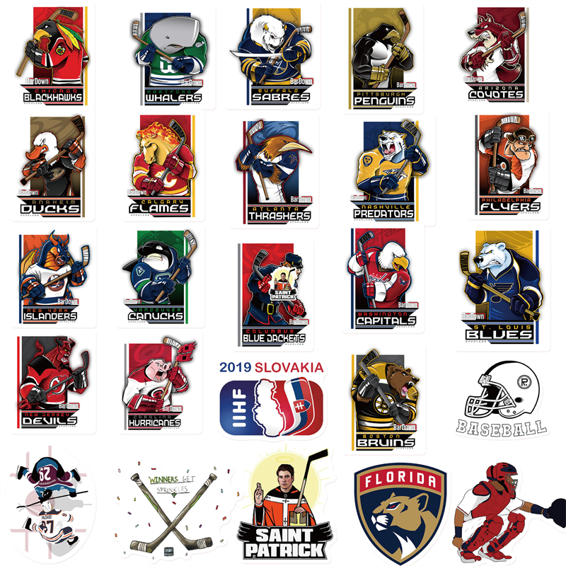 50Pcs Ice Hockey Mascot Stickers Personalized Graffiti Stickers for DIY Luggage Laptop Skateboard Motorcycle Bicycle Stickers