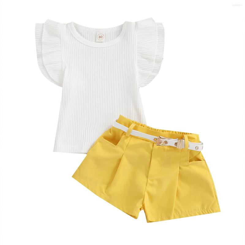 Clothing Sets Infant Kids Baby Girl Two Piece Set Round Neck Sleeve Solid Color T-shirt Matching High Waist Shorts Belt 6M-4T, Picture shown
Clothing Sets Infant Kids Baby Girl Two Piece Set Round Neck Sleeve Solid Color T-shirt Matching High Waist Shorts Belt 6M-4T, Picture shown