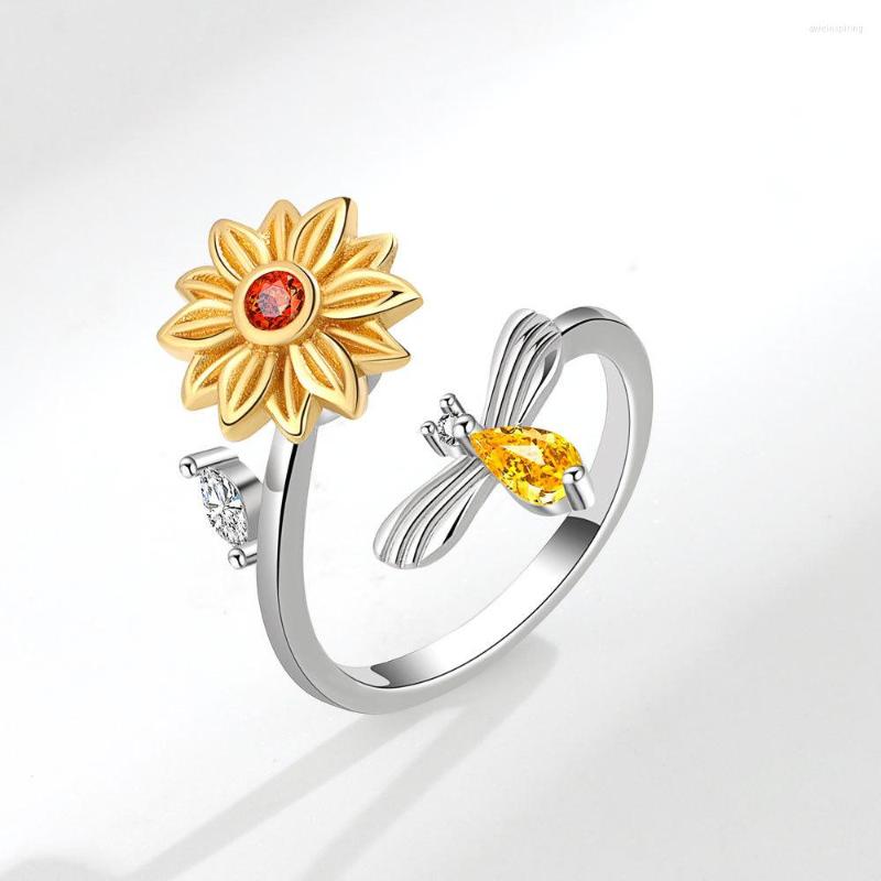 Wedding Rings Delicate Sunflower Bee Fidgets Spinner For Women Girls Dainty Anxiety Relief Ring Anti Stress Worry Adjustable Jewelry
Wedding Rings Delicate Sunflower Bee Fidgets Spinner For Women Girls Dainty Anxiety Relief Ring Anti Stress Worry Adjustable Jewelry